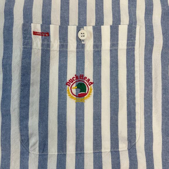 Vintage Duck Head Mens XL Striped Button Down Shirt Blue White Cotton USA - Picture 6 of 9